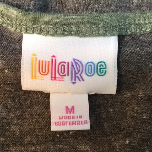 LuLaRoe Irma Heather Gray/Green Short Sleeve Top Sz M - Picture 7 of 10